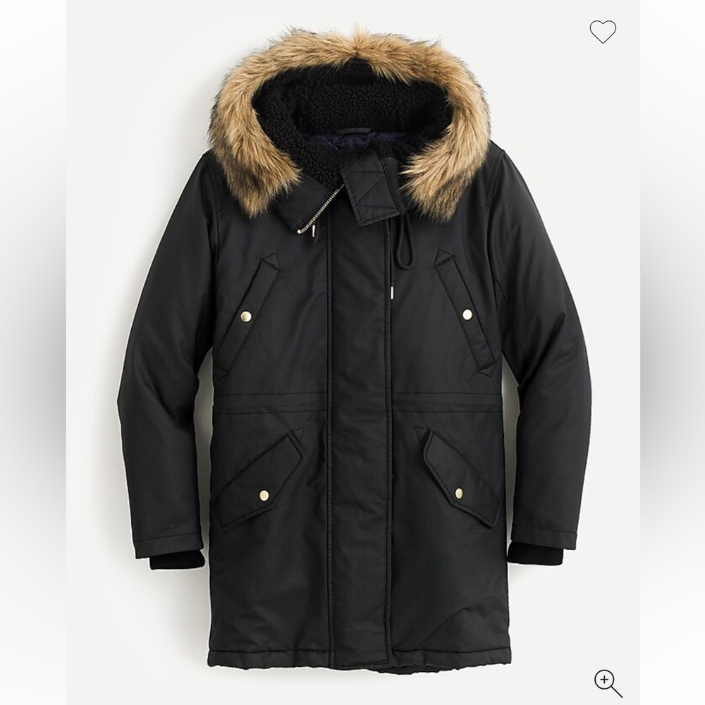 Black Winter Coat Parka size L J. Crew